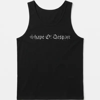 Modern abstract Shape of Despair t-shirt in black, white, and gray. — printed on a tank top