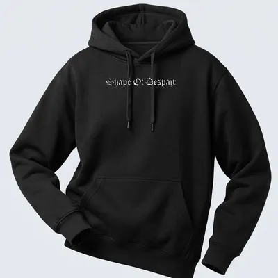Modern abstract Shape of Despair t-shirt in black, white, and gray. — printed on a unisex hoodie
