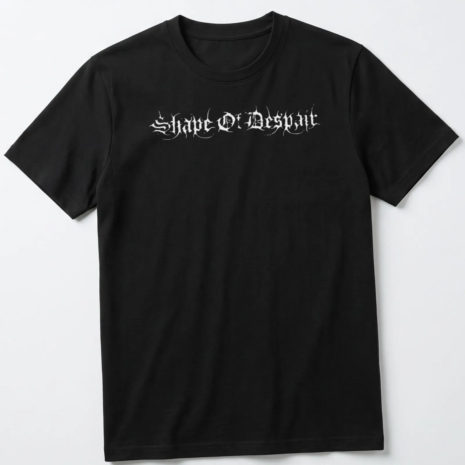 Modern abstract Shape of Despair t-shirt in black, white, and gray. — printed on a unisex t-shirt