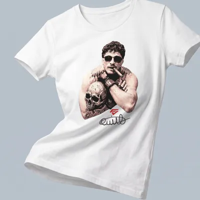 Vintage illustration of a tough guy with a skull and Quillan Salkilld text — printed on a women's shirt