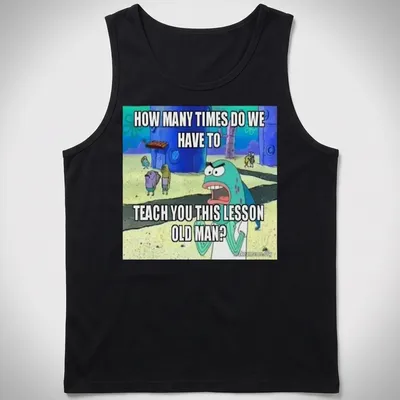 SpongeBob SquarePants shirt featuring text about teaching lessons in colorful cartoon style — printed on a tank top