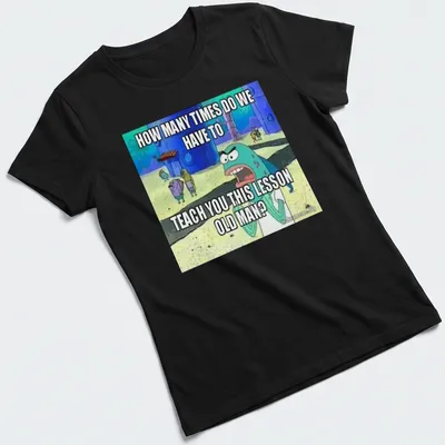 SpongeBob SquarePants shirt featuring text about teaching lessons in colorful cartoon style — printed on a women's shirt