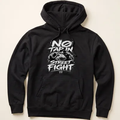 Black and white graphic of two boxers fighting with bold lettering — printed on a unisex hoodie