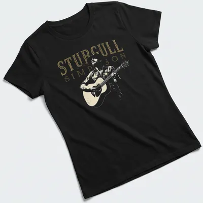 Vintage graphic of Sturgill Simpson playing guitar with distressed text — printed on a women's shirt