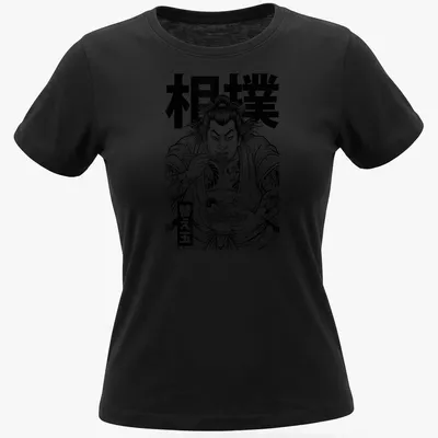 Sumo wrestler enjoying ramen noodles in Japanese tattoo art style — printed on a women's shirt