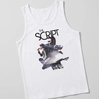 Collage of The Script's live concerts with black, white, and gray colors — printed on a tank top
