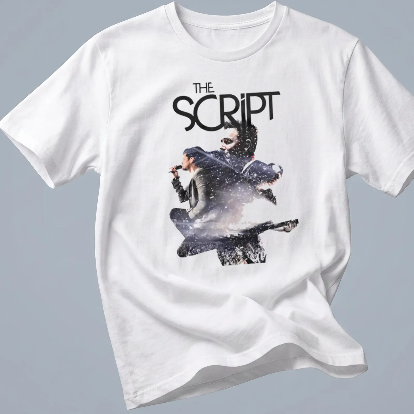 Collage of The Script's live concerts with black, white, and gray colors — printed on a unisex t-shirt