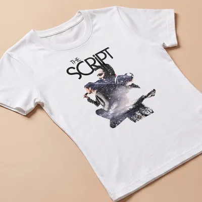 Collage of The Script's live concerts with black, white, and gray colors — printed on a women's shirt