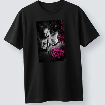Dark gothic Vampire Lestat t-shirt with bold lettering and vampire imagery