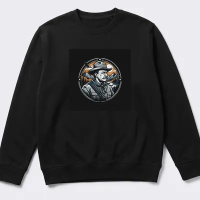 Vintage illustration of Theodore Roosevelt with Rough Rider text in bold colors — printed on a unisex sweatshirt