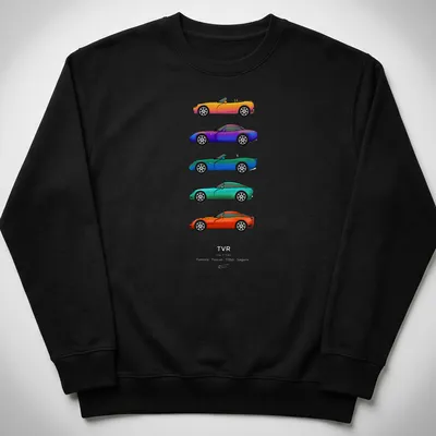 Vector illustration of colorful sports cars with the text 'T Cars' — printed on a unisex sweatshirt