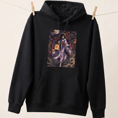 Anime-inspired Uma Musume character holding a lantern in a detailed illustration — printed on a unisex hoodie