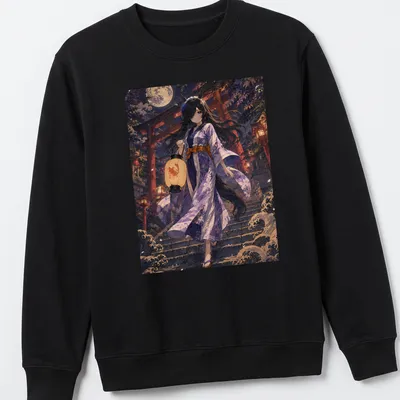 Anime-inspired Uma Musume character holding a lantern in a detailed illustration — printed on a unisex sweatshirt