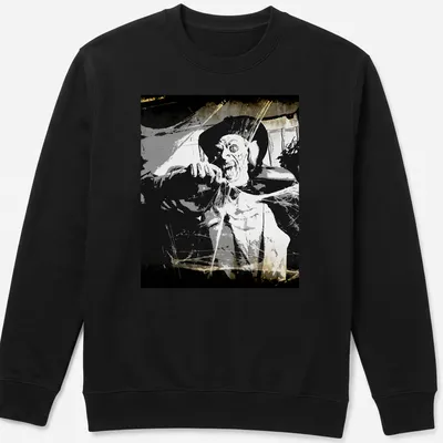 Vintage horror illustration of a Vampyre Prince in black, white, gray, and brown — printed on a unisex sweatshirt