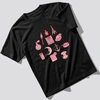 Line-art design featuring various illustrations and the quote about love