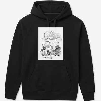 Vintage illustration of sports scenes with elegant script saying Les Sports — printed on a unisex hoodie