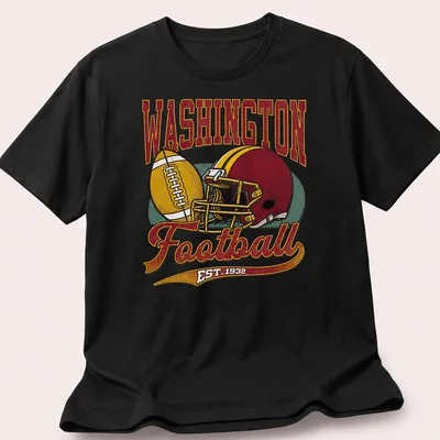 Retro Washington Football t-shirt featuring EST. 1932 text and football graphics