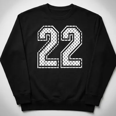 White sports jersey t-shirt with bold number 22 printed in classic font — printed on a unisex sweatshirt