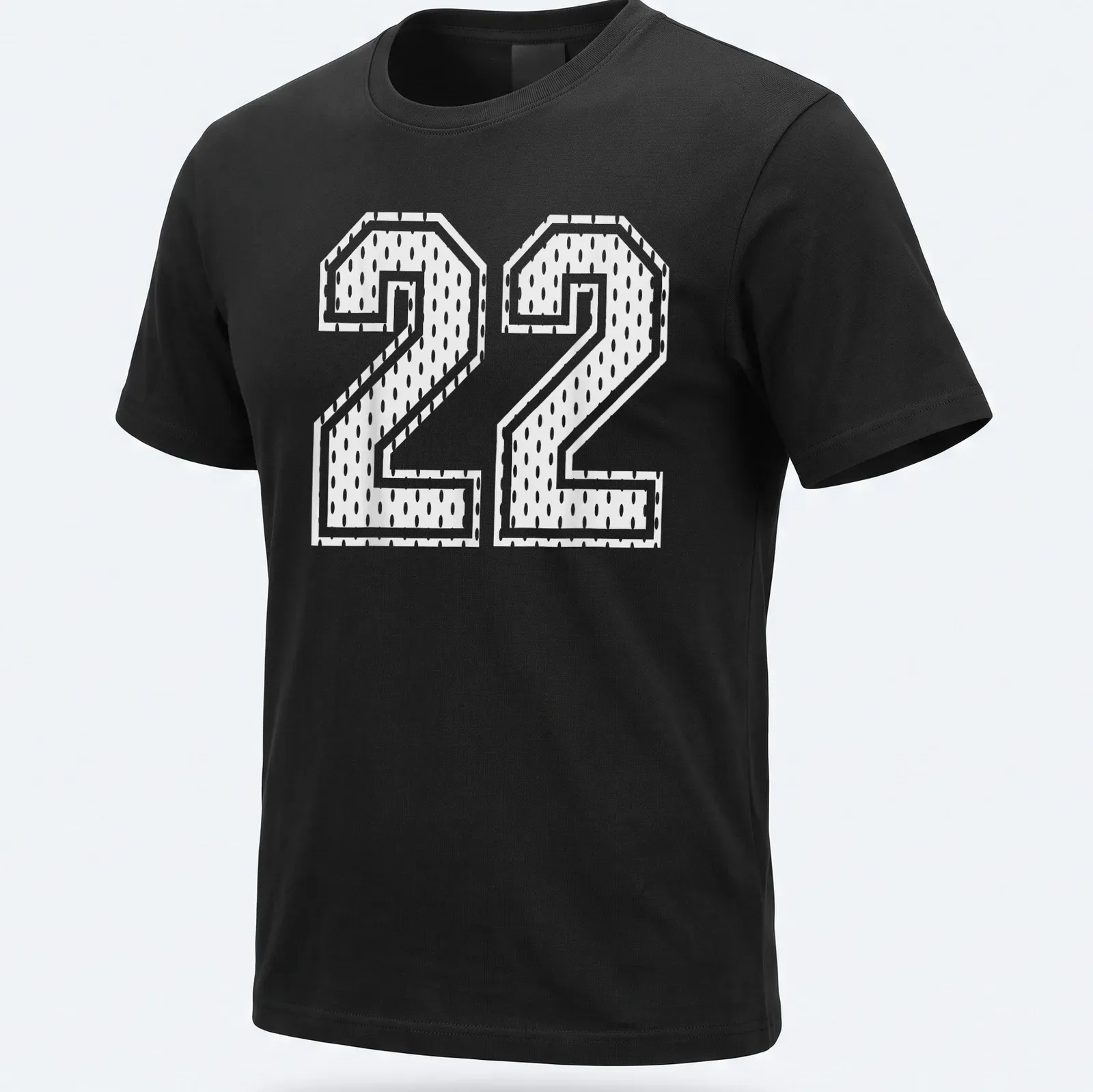 White sports jersey t-shirt with bold number 22 printed in classic font — printed on a unisex t-shirt