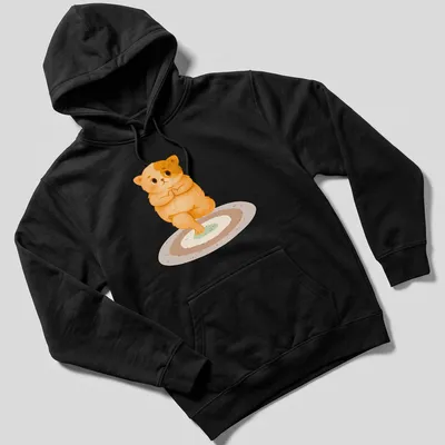 Kawaii style t-shirt featuring a cute cat in a yoga pose with colorful accents. — printed on a unisex hoodie