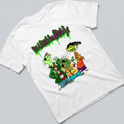 Colorful cartoon print of three zombies with text "Ded, Dedd n Deddy" above them